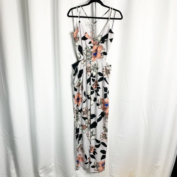 Leith Pants - Leith floral cutout jumpsuit M light blue